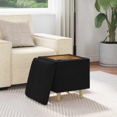 Vidaxl Ottoman s shranjevanjem Črna 40 x 40 x 45 cm blago