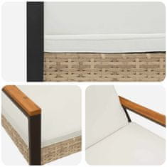 Vidaxl Zunanja klop Bež in smetanasto bela 107 x 61 x 80 cm poli ratan