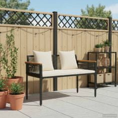 Vidaxl Zunanja klop Črna in krem bela 117 x 54 x 74.5 cm poli ratan