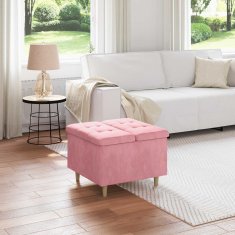 Vidaxl Ottoman s shranjevanjem Roza 60 x 60 x 45 cm Žamet