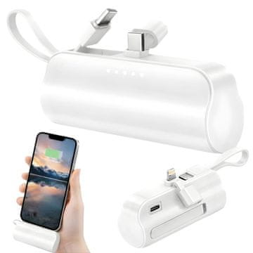 Verkgroup 5000mAh prenosna baterija z Lightning in USB-C powerbank bela
