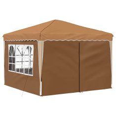 Vidaxl Zložljivi šotor za zabave 288 x 288 x 245 cm Bež Oxford tkanina