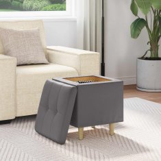 Vidaxl Ottoman s shranjevanjem Siva 40 x 40 x 45 cm Umetna koža