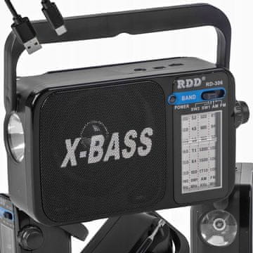 Verkgroup Retro prenosni FM radio LED X-BASS USB črn