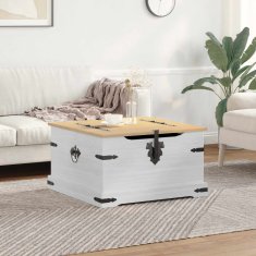 Vidaxl storage box s polico Bela 78 x 78 x 45 cm Masivno borovo les