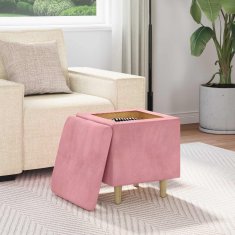Vidaxl Ottoman s shranjevanjem Roza 40 x 40 x 45 cm Žamet