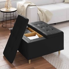 Vidaxl Ottoman s shranjevanjem Črna 80 x 80 x 45 cm Umetna koža