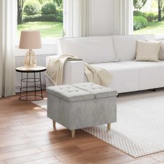 Vidaxl Ottoman s shranjevanjem Svetlo siva 60 x 60 x 45 cm Žamet