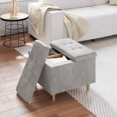 Vidaxl Ottoman s shranjevanjem Svetlo siva 60 x 60 x 45 cm Žamet