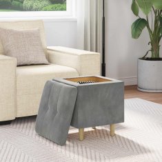 Vidaxl Ottoman s shranjevanjem Temno siva 40 x 40 x 45 cm Žamet
