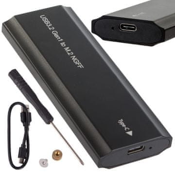 Verkgroup Adapter za trdi disk M.2 SATA NGFF USB 3.1 USB Type-C črn