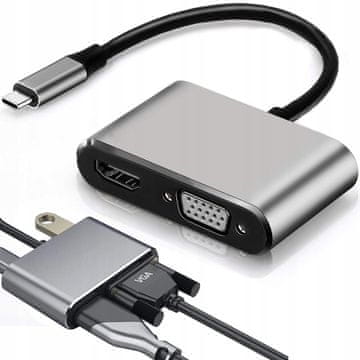 Verkgroup Adapter USB-C na HDMI 4K VGA hub USB 3.0 USB-C napajalnik