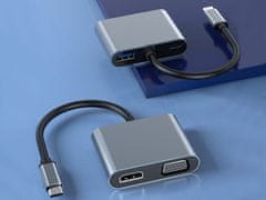Verkgroup Adapter USB-C na HDMI 4K VGA hub USB 3.0 USB-C napajalnik