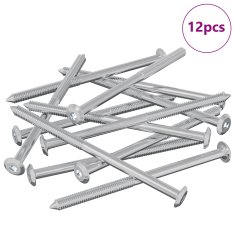Vidaxl Pohištveni vijaki 12 szt. srebrna M6 x 100 mm Jeklo
