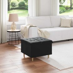 Vidaxl Ottoman s shranjevanjem Črna 60 x 60 x 45 cm Žamet