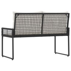 Vidaxl Zunanja klop z blazino Črna in krem bela 118 x 55 x 82 cm