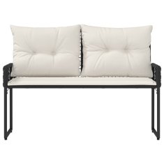 Vidaxl Zunanja klop z blazino Črna in krem bela 118 x 55 x 82 cm