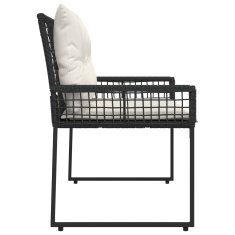 Vidaxl Zunanja klop z blazino Črna in krem bela 118 x 55 x 82 cm