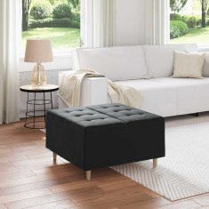 Vidaxl Ottoman s shranjevanjem Črna 80 x 80 x 45 cm Žamet