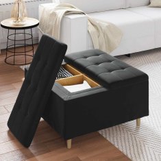 Vidaxl Ottoman s shranjevanjem Črna 80 x 80 x 45 cm Žamet