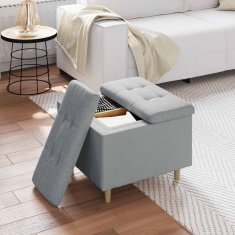 Vidaxl Ottoman s shranjevanjem Svetlo siva 60 x 60 x 45 cm blago