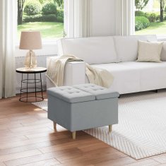 Vidaxl Ottoman s shranjevanjem Svetlo siva 60 x 60 x 45 cm blago