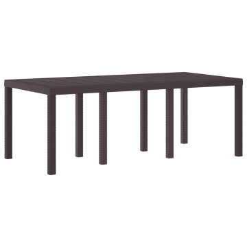 Vidaxl Vrtna miza Rjava 200 x 100 x 73 cm poli ratan