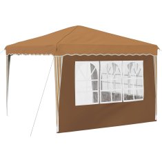 Vidaxl Zložljivi šotor za zabave 288 x 288 x 245 cm Bež Oxford tkanina