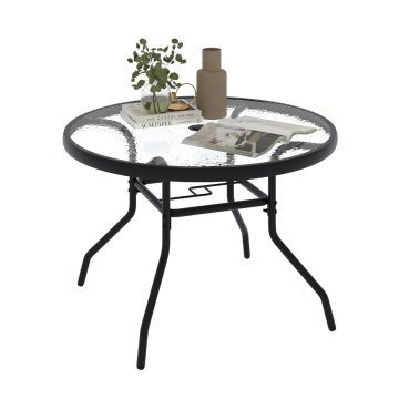 Northix Okrogla steklena bistro miza 70 cm z odprtino za senčnik