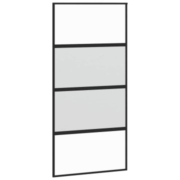 Vidaxl Drsna vrata črna 102,5x205 cm kaljeno steklo in aluminij