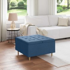 Vidaxl Ottoman s shranjevanjem Modra 80 x 80 x 45 cm blago