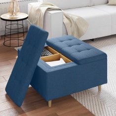 Vidaxl Ottoman s shranjevanjem Modra 80 x 80 x 45 cm blago