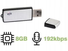 Verkgroup Mini aku. vohunski snemalnik USB ključek diktafon 8GB