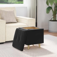 Vidaxl Ottoman s shranjevanjem Črna 40 x 40 x 45 cm Žamet