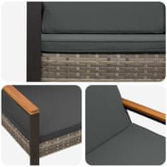 Vidaxl Zunanja klop Siva in temno siva 107 x 61 x 80 cm poli ratan