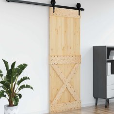 Vidaxl Vrata NARVIK 85 x 210 cm Masiven borov les (neobdelan) Naravna