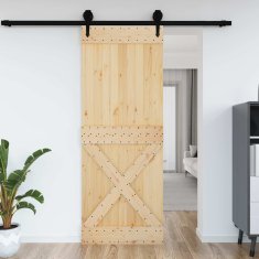 Vidaxl Vrata NARVIK 85 x 210 cm Masiven borov les (neobdelan) Naravna