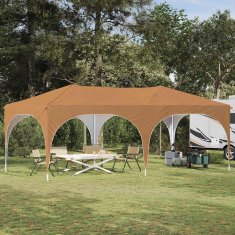 Vidaxl Zložljivi šotor za zabave 574 x 289 x 245 cm Bež Oxford tkanina