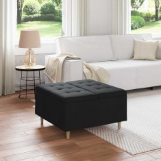 Vidaxl Ottoman s shranjevanjem Črna 80 x 80 x 45 cm blago