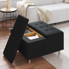 Vidaxl Ottoman s shranjevanjem Črna 80 x 80 x 45 cm blago