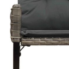 Vidaxl Zunanja klop z blazino Siv 118 x 55 x 82 cm PE ratan in tkanina
