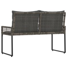 Vidaxl Zunanja klop z blazino Siv 118 x 55 x 82 cm PE ratan in tkanina