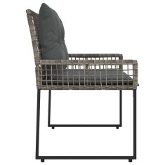 Vidaxl Zunanja klop z blazino Siv 118 x 55 x 82 cm PE ratan in tkanina
