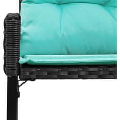 Vidaxl Zunanja klop z blazino Črna in turkizna 118 x 55 x 82 cm