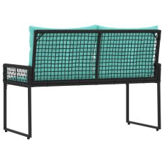 Vidaxl Zunanja klop z blazino Črna in turkizna 118 x 55 x 82 cm
