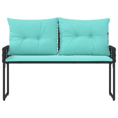 Vidaxl Zunanja klop z blazino Črna in turkizna 118 x 55 x 82 cm