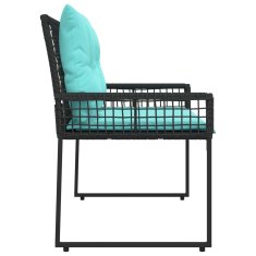 Vidaxl Zunanja klop z blazino Črna in turkizna 118 x 55 x 82 cm