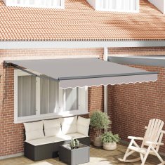 Vidaxl Ročna tenda 3 x 2,5 m Svetlo siva 100% poliester
