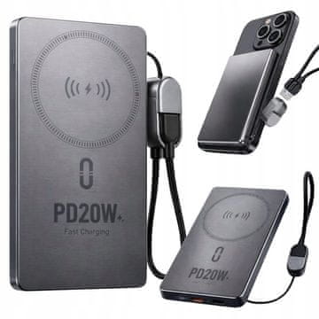 Verkgroup 10000mAh prenosna baterija z Lightning in USB brezžični powerbank 20W