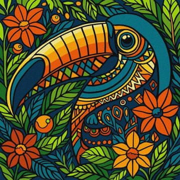Rayher.	 Slikanje po številkah, Stained glass window Toucan, 30x30 cm